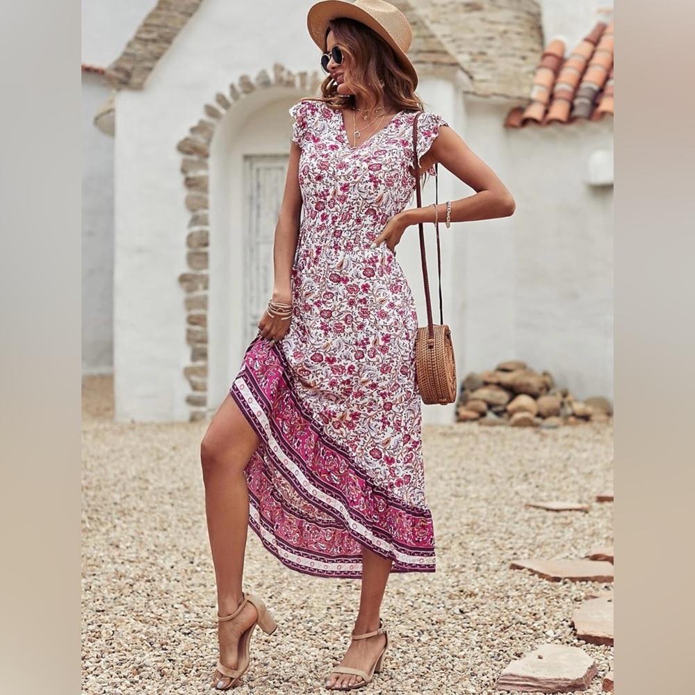 Maxi Midi Floral Boho Dress